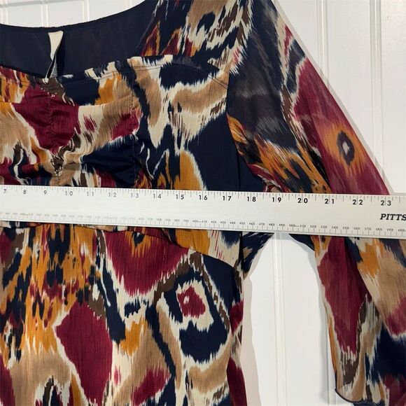 L.A. Blues 14/16 Boho Ikat Sheer Blouse Top Plus Size Chiffon Festival Retro Y2K - Picture 4 of 9